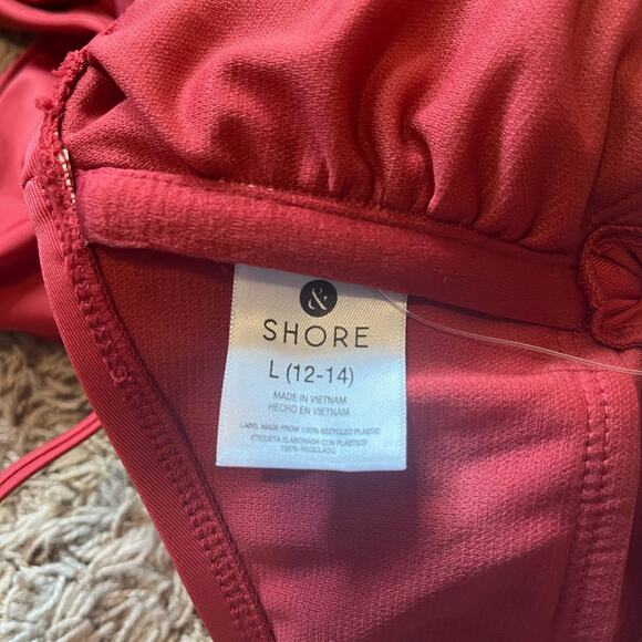 NWT! Shade & Shore Red One Piece Women's Swimsuit Size Large (12-14) - Picture 3 of 13